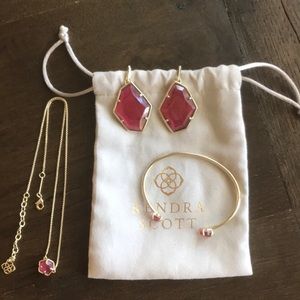 Kendra Scott Set clear red stone gold Metal